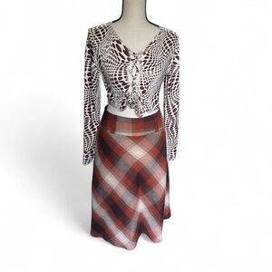 Dressbarn Casual Women’s Plaid A-Line Midi Skirt, Size 10 Multicolored.